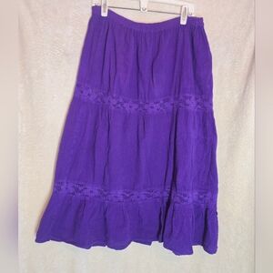 Purple Vintage Tiered Bohemian Maxi Skirt